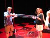 Before the Penn and Teller show, you were encouraged to get on the stage and look around, and examine two of the boxes they were going to use in one of the tricks.  Here are Kyle and Michelle making sure there's nothing hidden in the clear box.