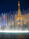 Another shot of the Bellagio fountains at night, with the Paris hotel in the background.  Hopefully you can get some idea of how pretty the fountain show is.