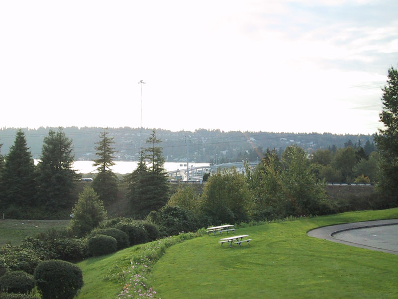 The other end of the same park, with Mercer island in the background.